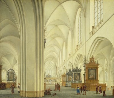 Interior de la Catedral de Amberes, c.1668 de Isaac van Nickele